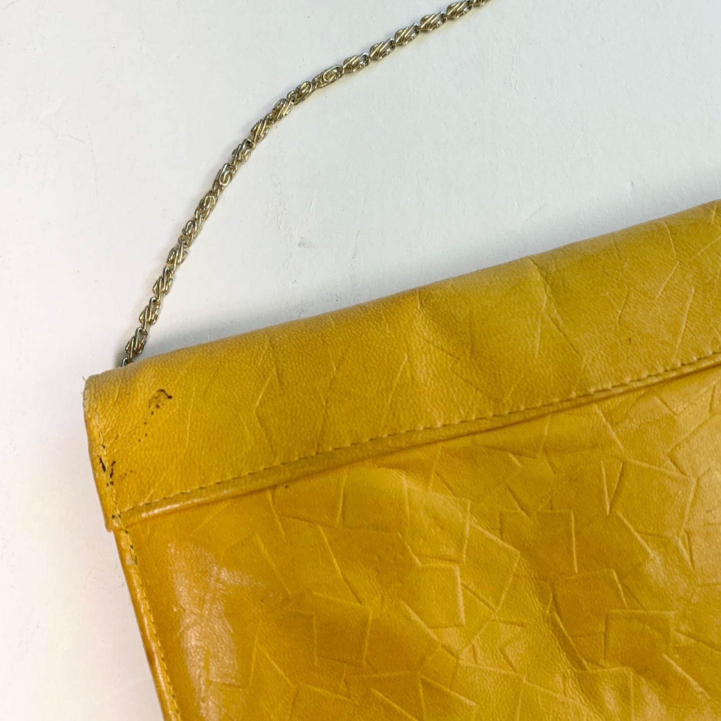 Vintage 1980s Leather Yellow Chain Strap Purse