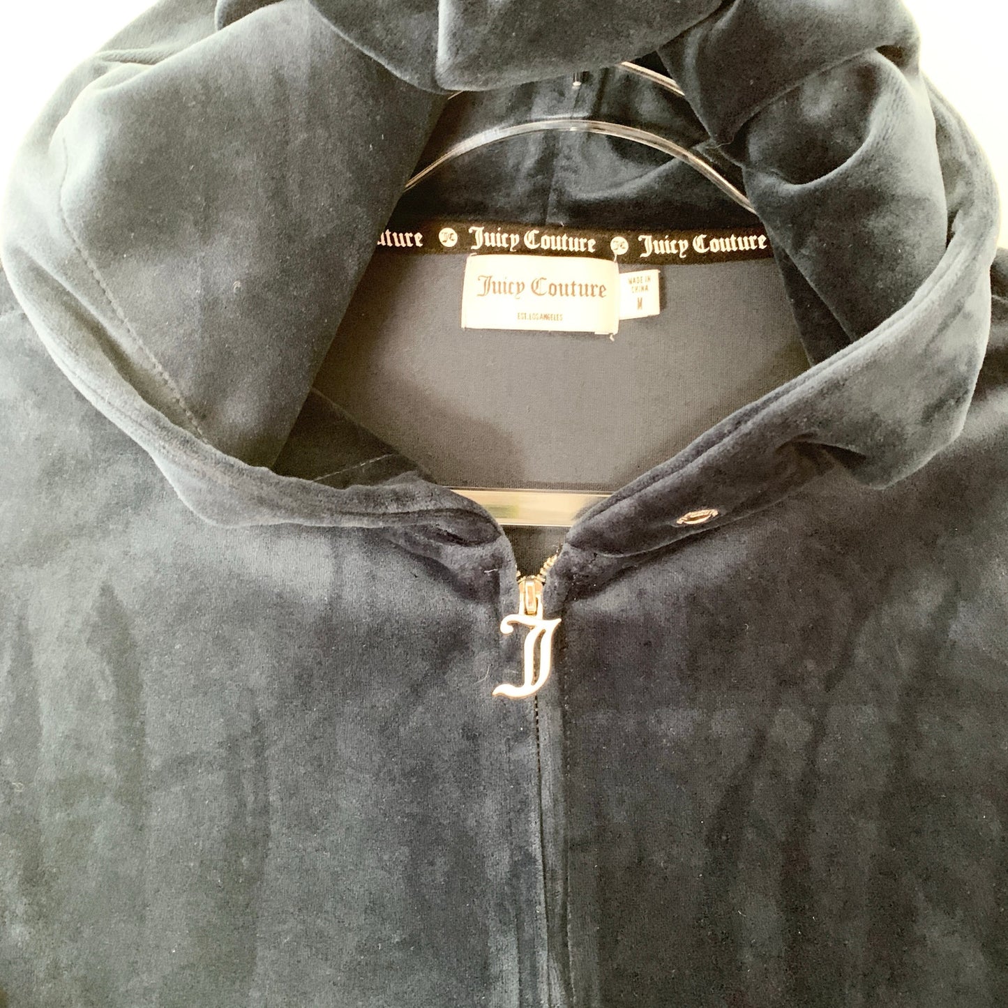 Juicy Couture OG Big Bling Velour Hoodie Regal Navy Blue Y2K