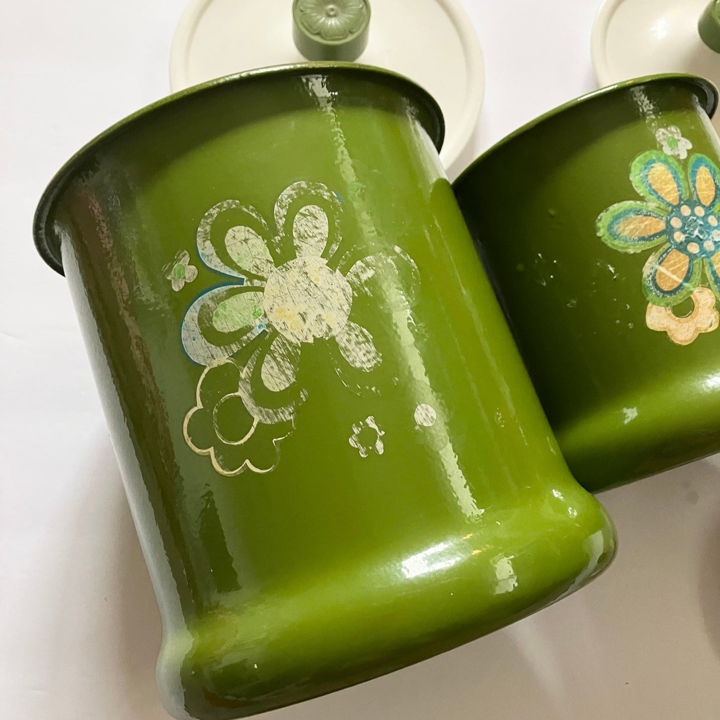 Vintage Kromex Aluminum Canister Set of 3 Mod Flower Power Floral 1970s