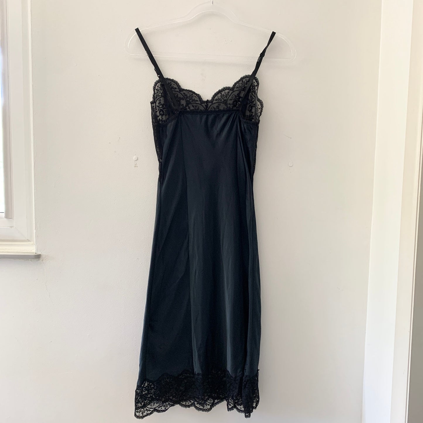 Wonder Maid Vintage 1970s Union Made Black Lingerie Chemise
