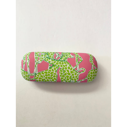 LILLY PULITZER Eyeglass Hard Case Pink Green Giraffes Clamshell Style