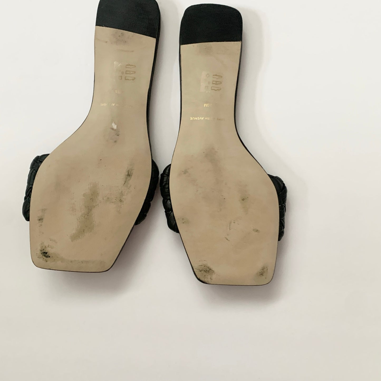 Saks Fifth Avenue Black Woven Slide Sandal Shoes