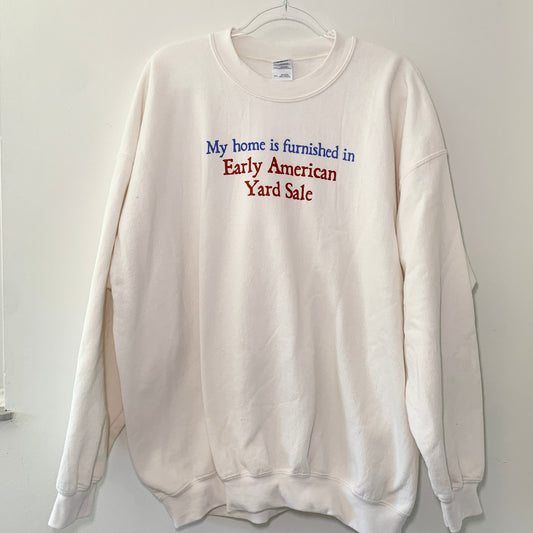Yard Sale Graphic Crewneck White Sweatshirt