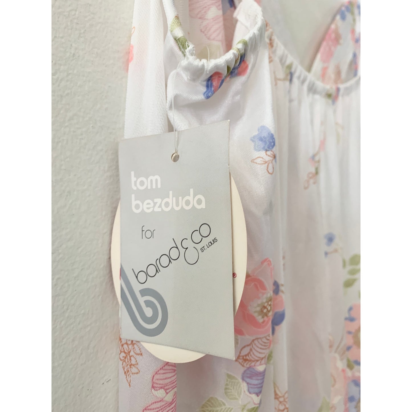 Tom Bezduda for Barad Eco Vintage 1970s Floral White Nightgown