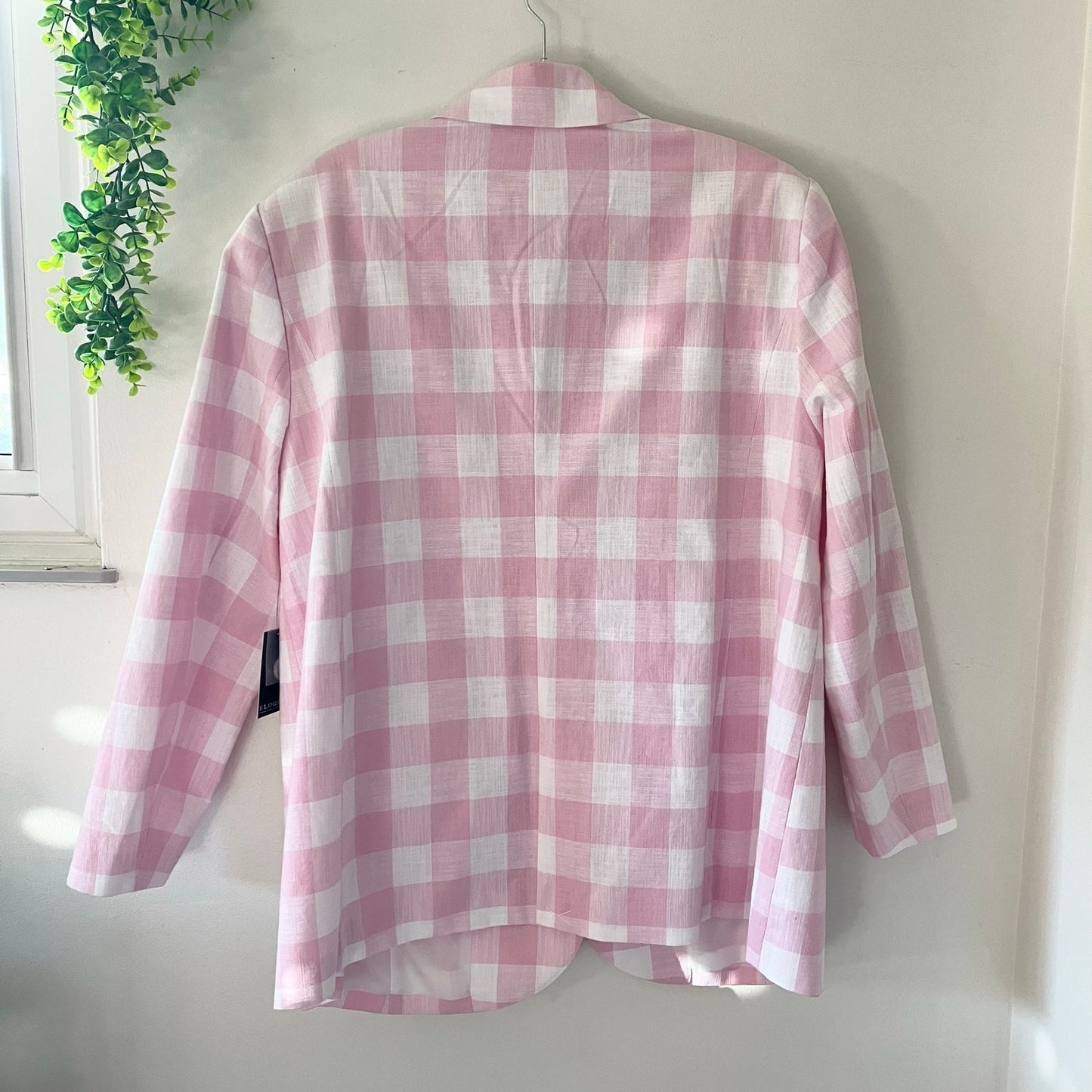 Eloquii Oversized Plaid Blazer Nosegay Soft White Gingham Plaid
