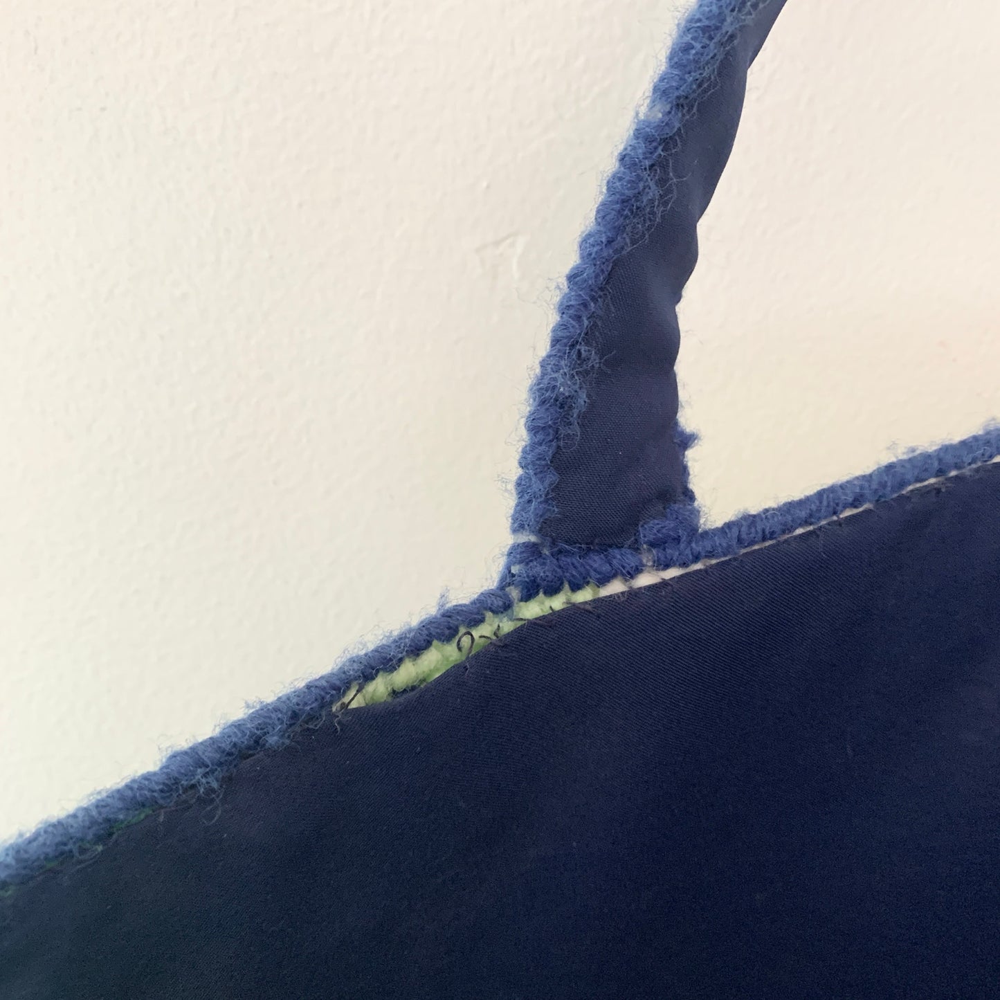 Vintage 1970s Needlepoint Butterfly Purse Tote Bag Blue White