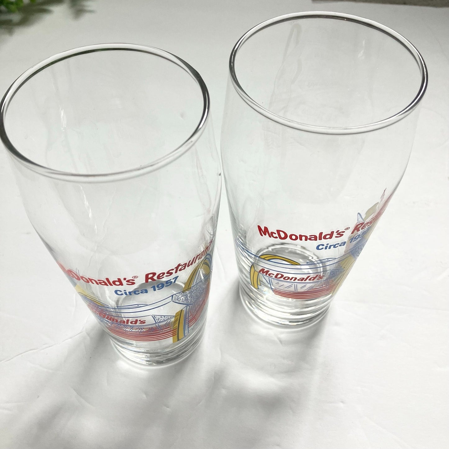 Vintage McDonald's 90s circa 1957 Collector Glasses Cups Set of 2 Speedee 16 oz