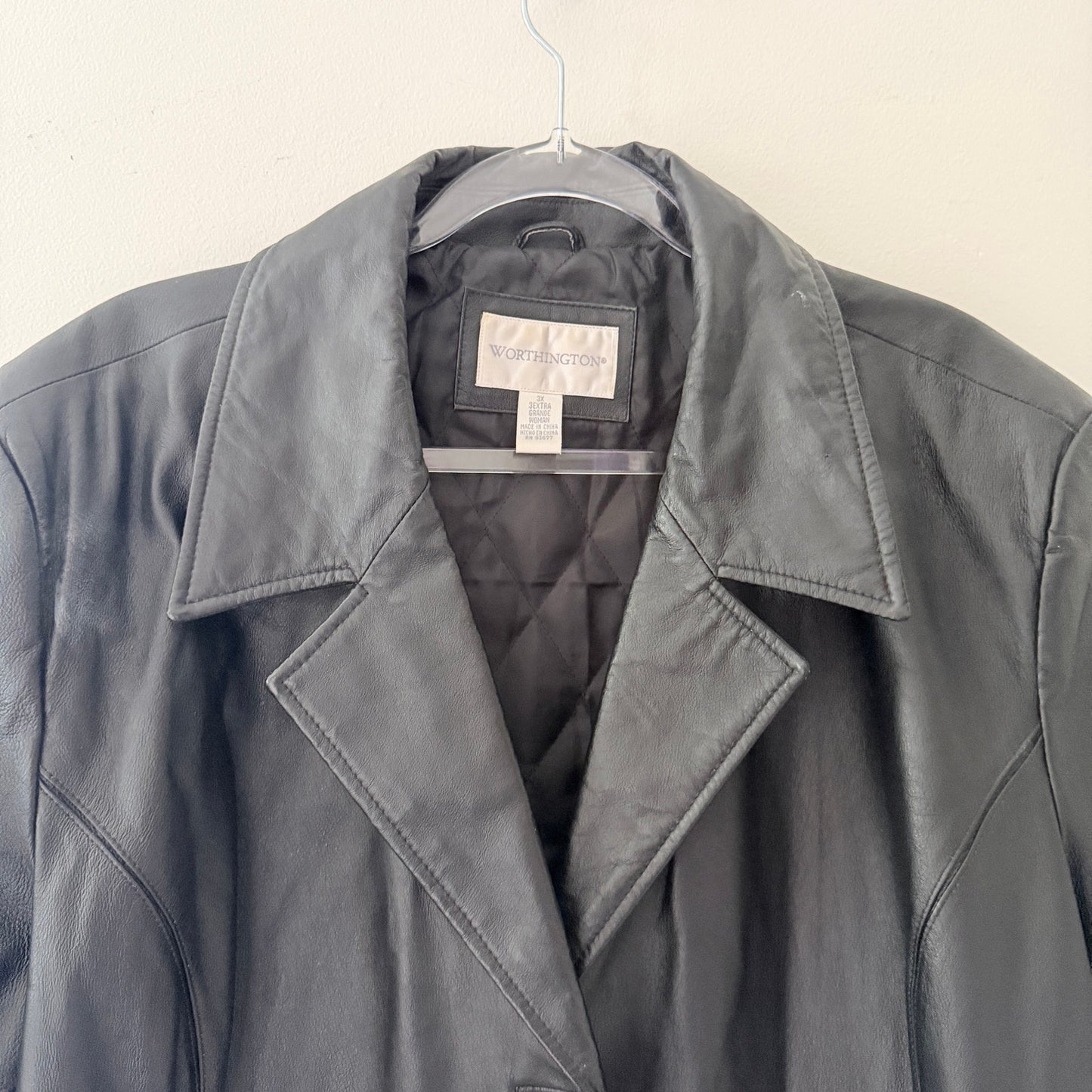 Worthington Vintage Leather Jacket Black Y2K 90s 3X Plus