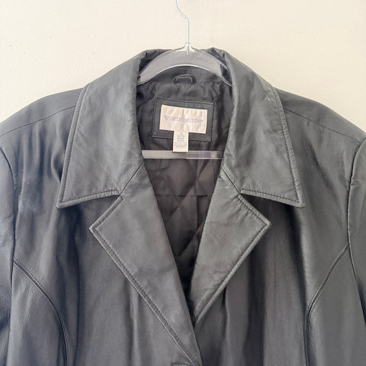 Worthington Vintage Leather Jacket Black Y2K 90s 3X Plus