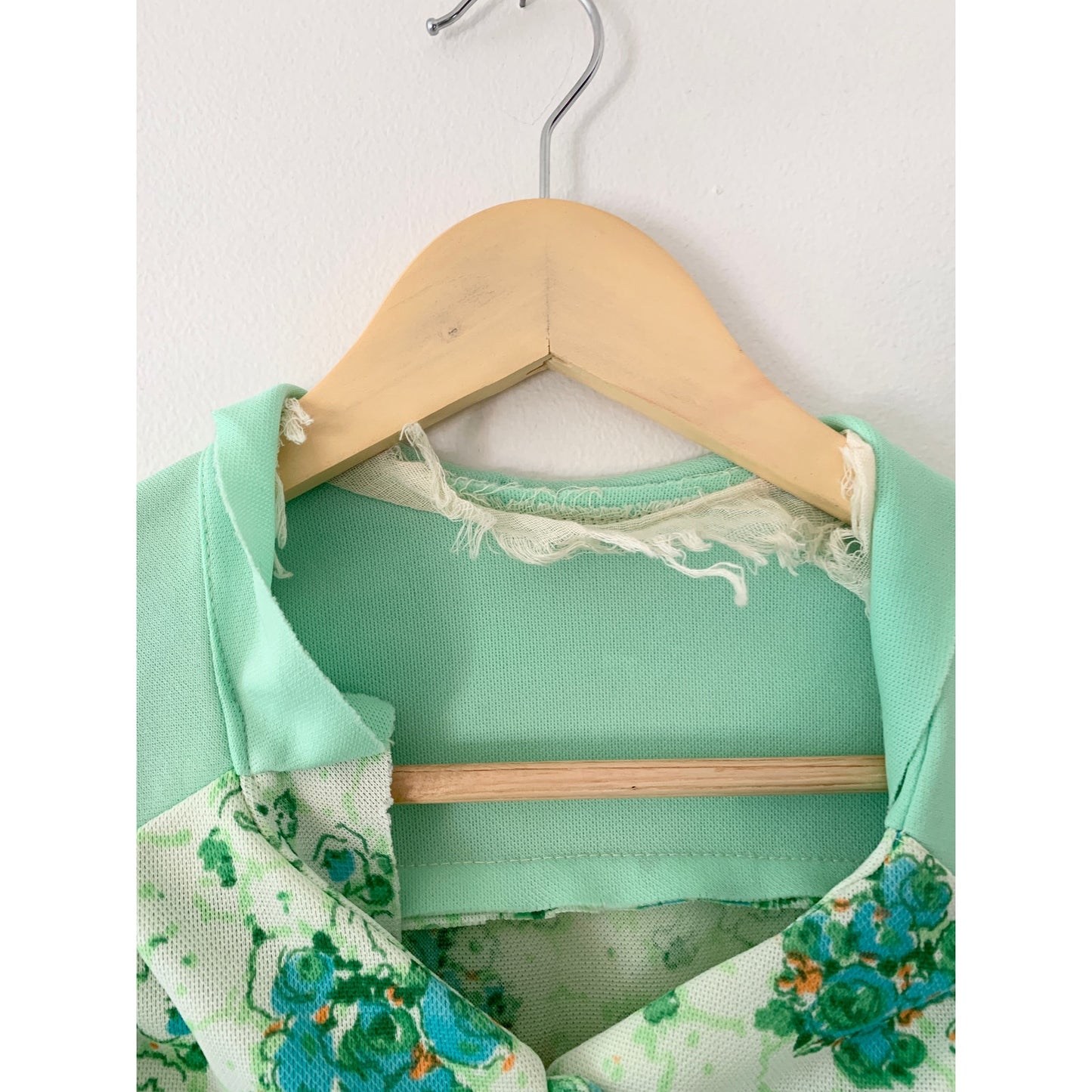 Vintage 1970s Union Made Mint Green Floral Halter Maxi Dress with Jacket