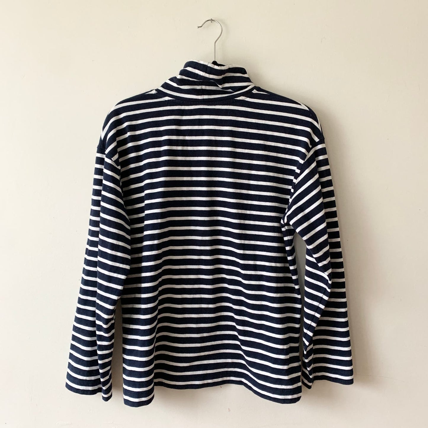 J.Crew Funnelneck Pullover Striped Mariner Shirt Sweater Navy White AJ639
