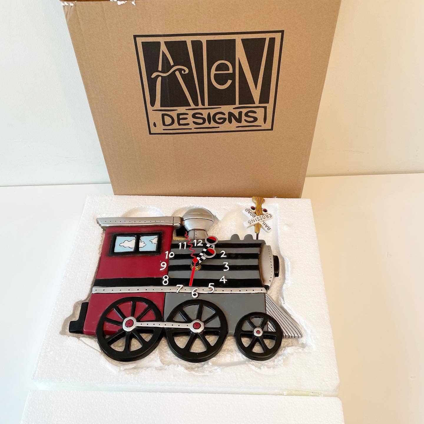 Allen Designs Ahoy Choo Choo Train Pendulum Novelty Wall Clock