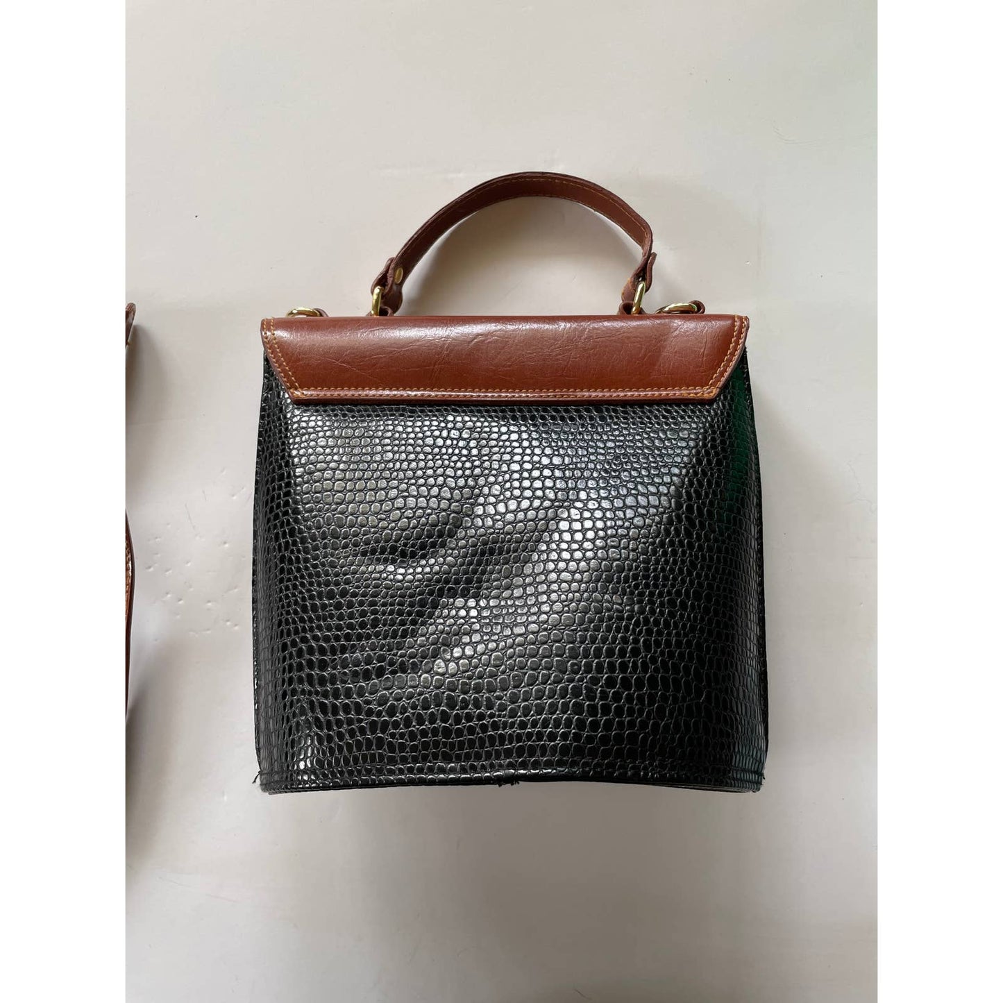 Vintage Evan Picone Black Reptile Faux Leather Purse