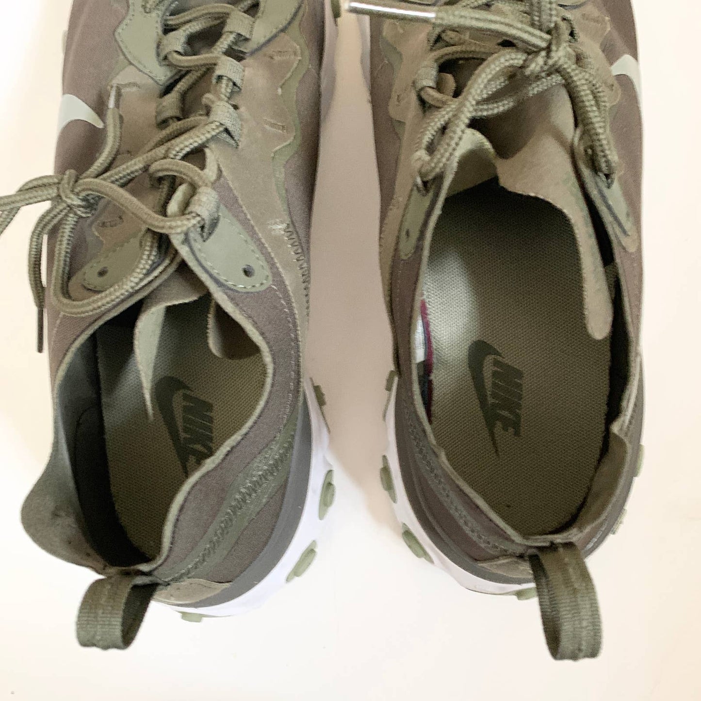 Nike React Element 55 Cargo Khaki Olive Army Green White Sneaker 12