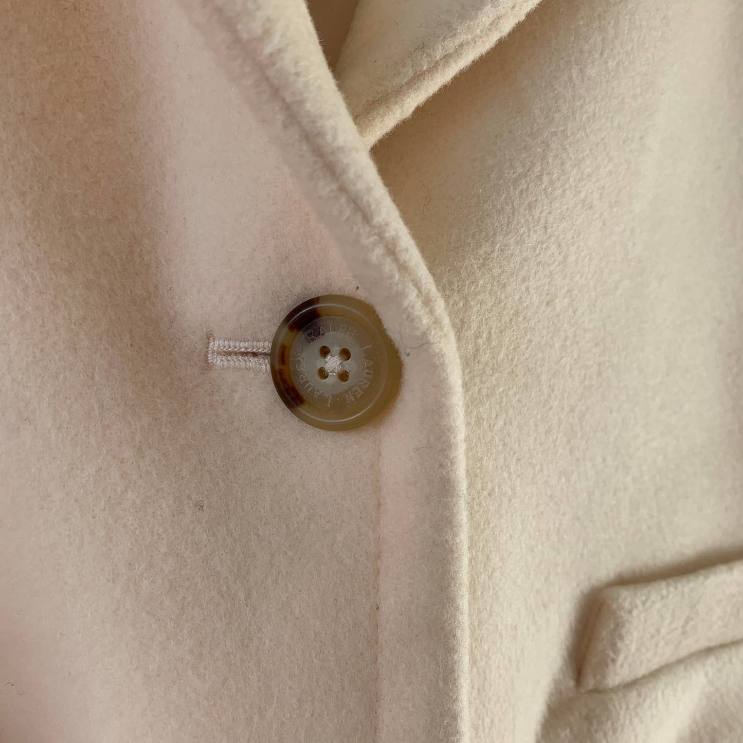 Ralph Lauren Women's Wool Single Button Cropped Cream Jacket Blazer Large