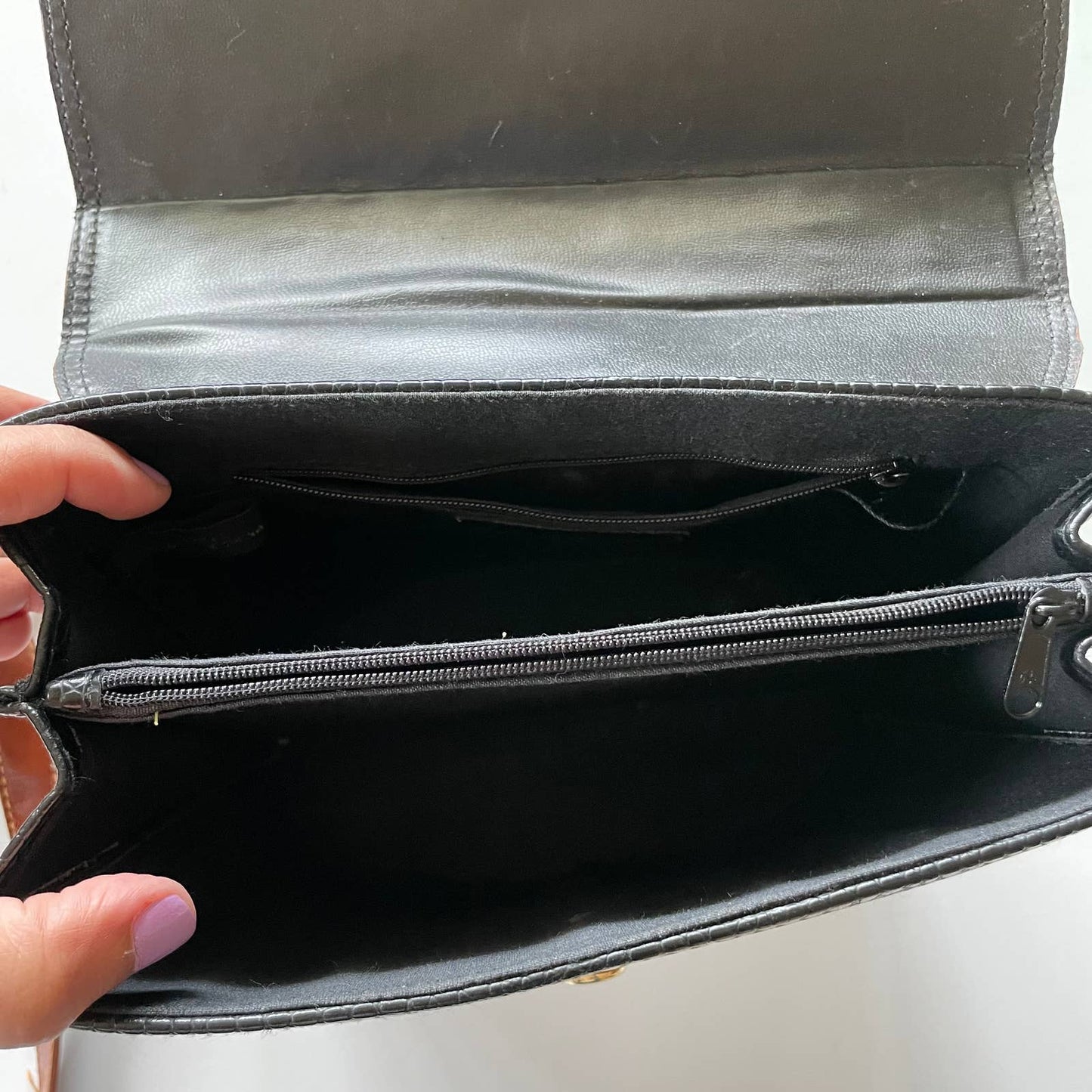Vintage Evan Picone Black Reptile Faux Leather Purse