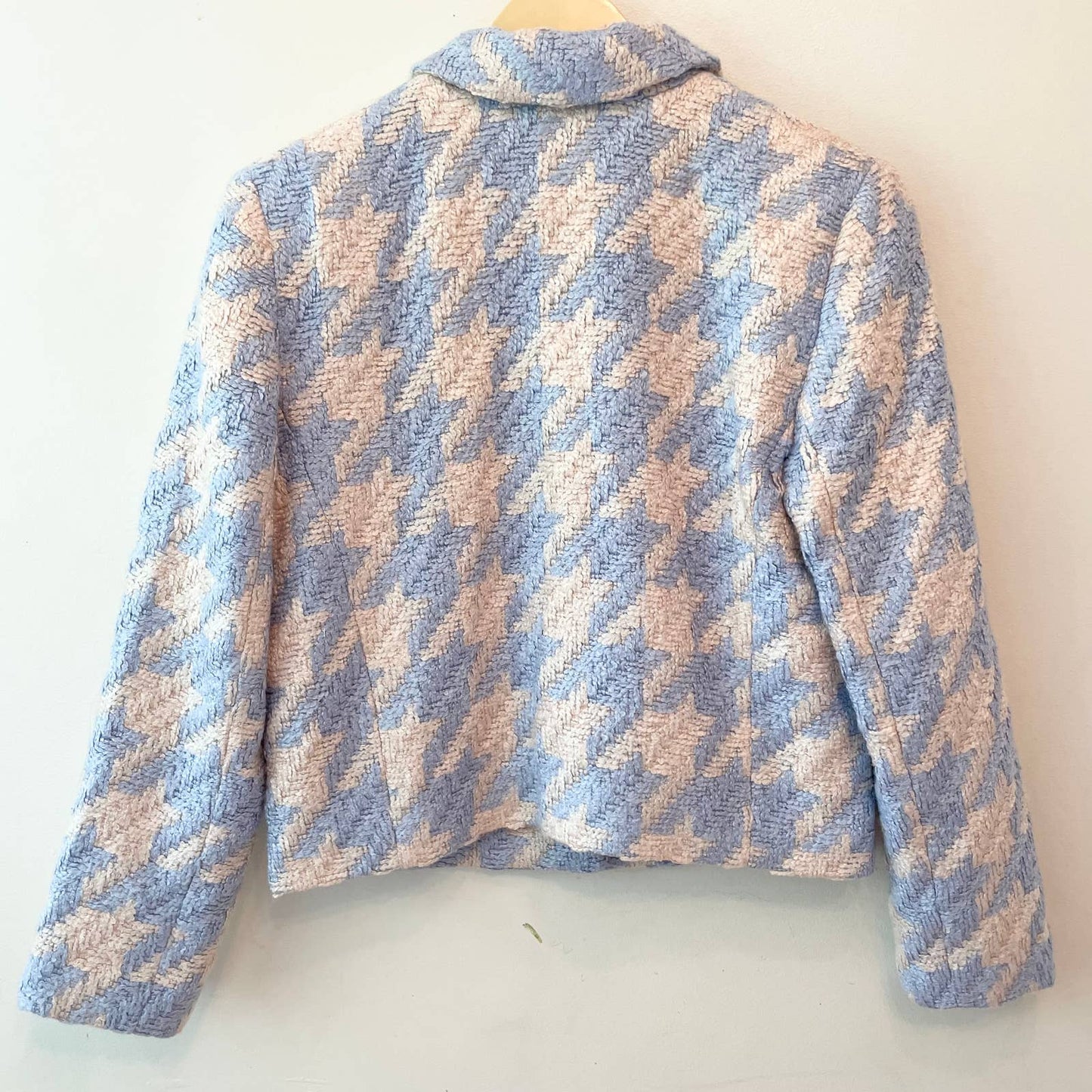 Express Houndstooth Boucle Blue White Jacket Blazer
