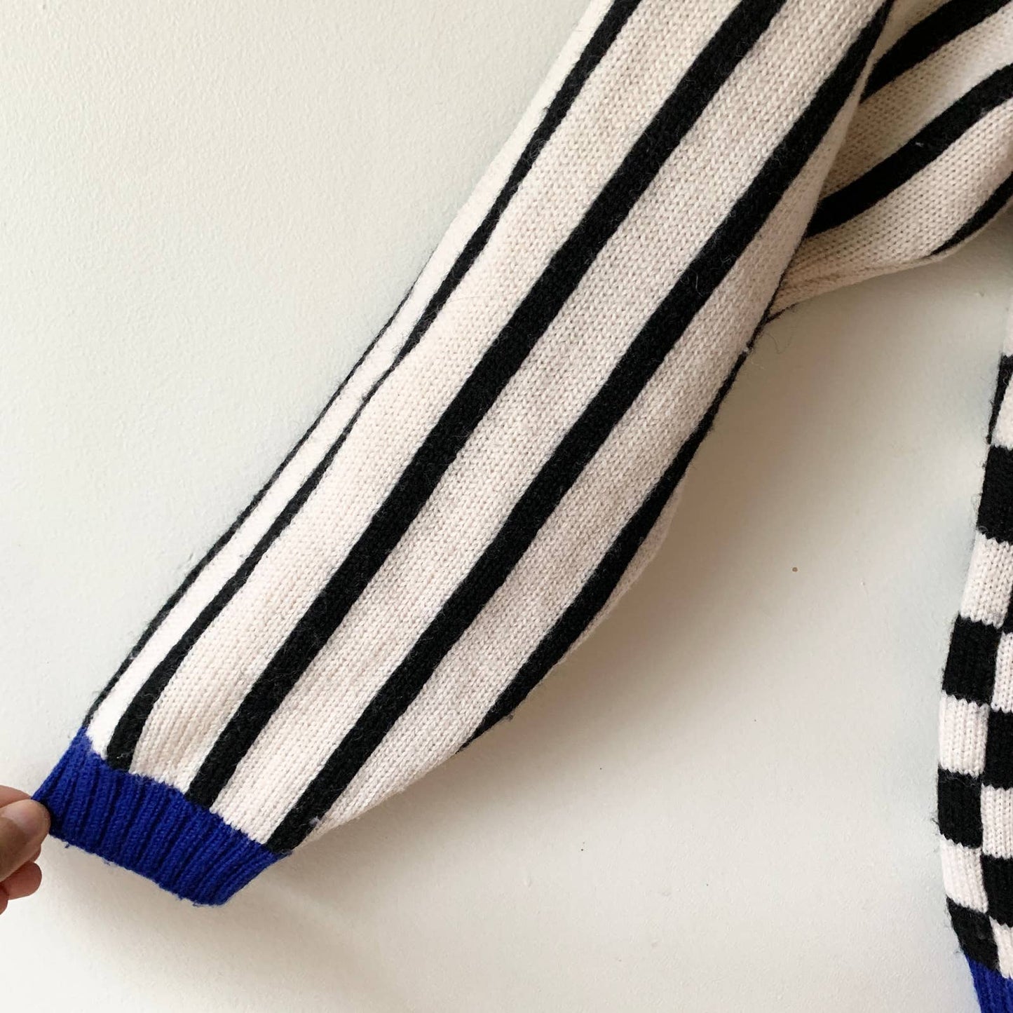 Vintage 1980s Outlander Checkered Striped Collared Pink Blue Black Sweater large