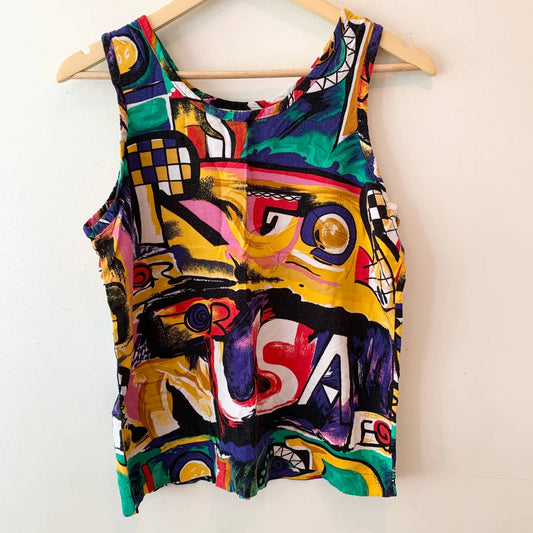 Vintage 1980s Gitano Graffiti USA Tank Blouse Shirt