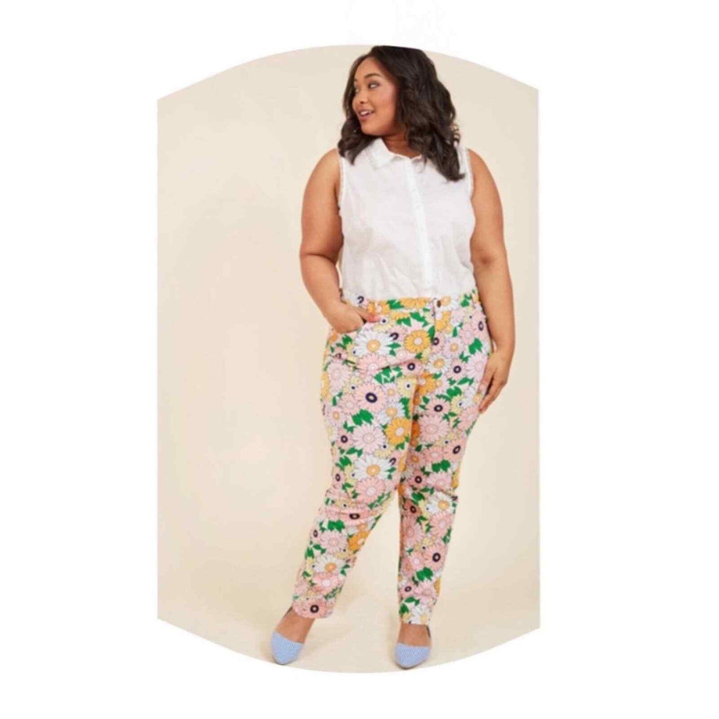 ModCloth Exuberant Intrigue Retro Groovy Daisy Floral Pants 3X