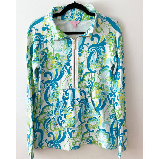 Lilly Pulitzer Skipper Popover Half Zip Crystal Coast Blue Pullover Sweater