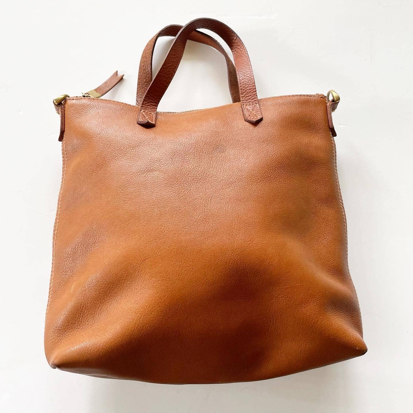 Madewell Zip Top Leather Transport Crossbody Brown Saddle Purse B2545