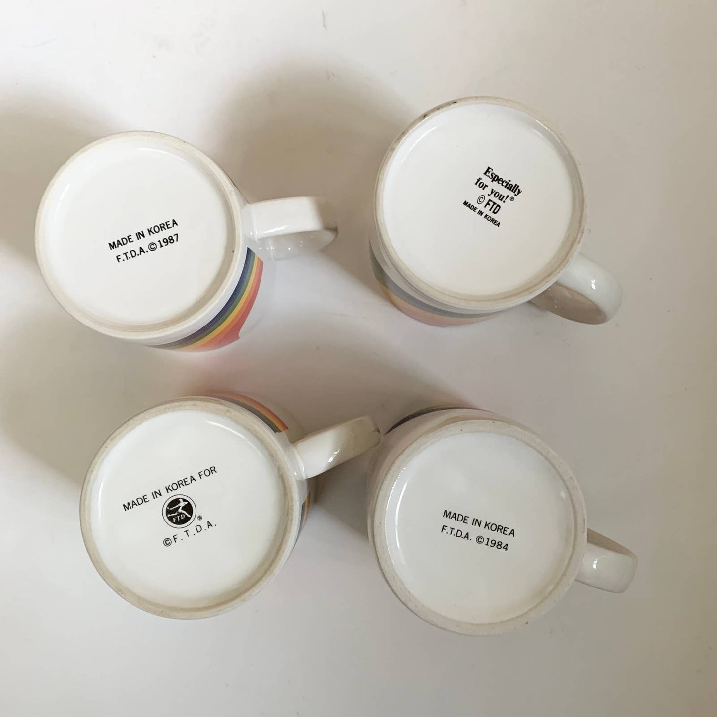 Vintage FTD Rainbow 1980s Coffee Mugs