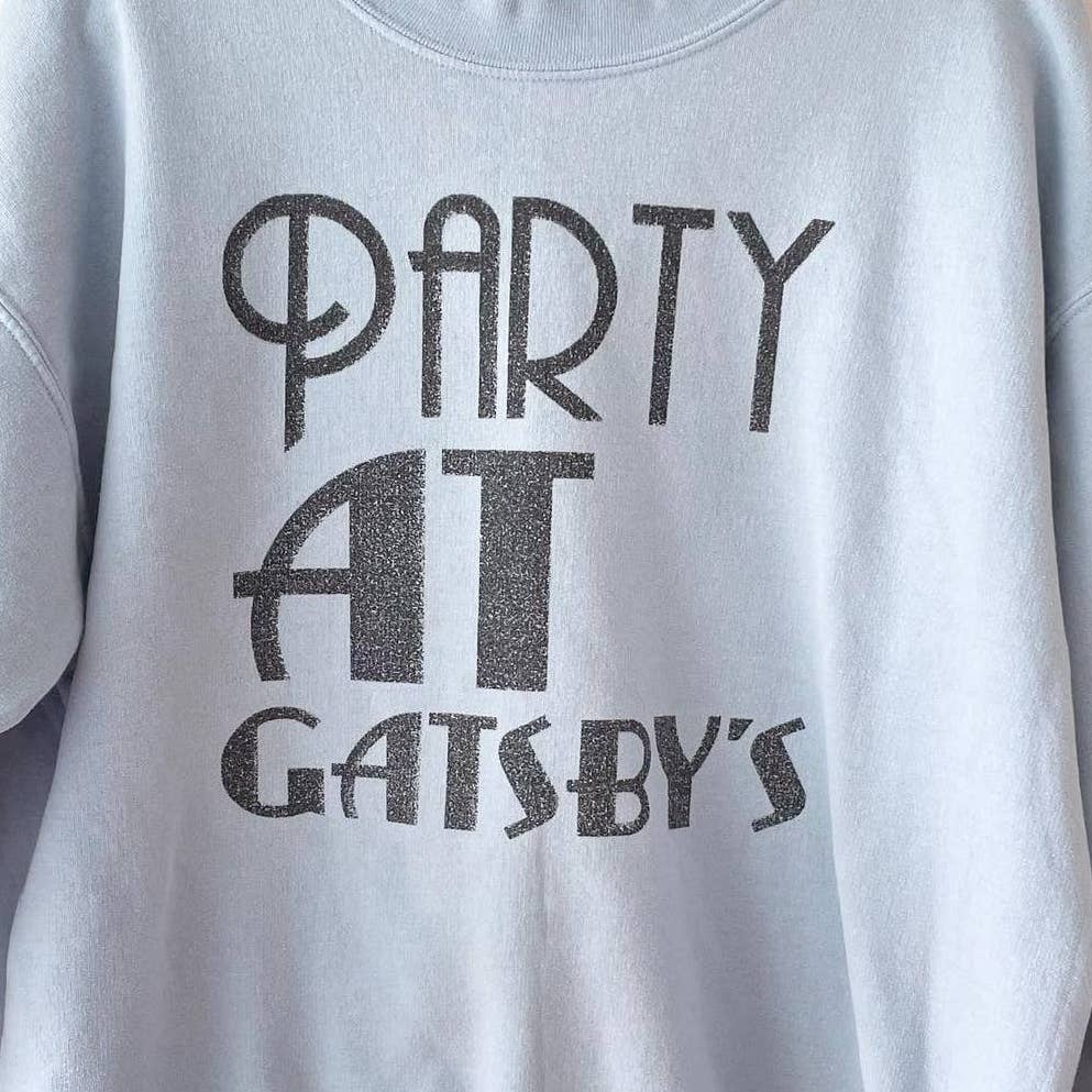 Party At Gatsby's Great Blue Graphic Crew Sweatshirt