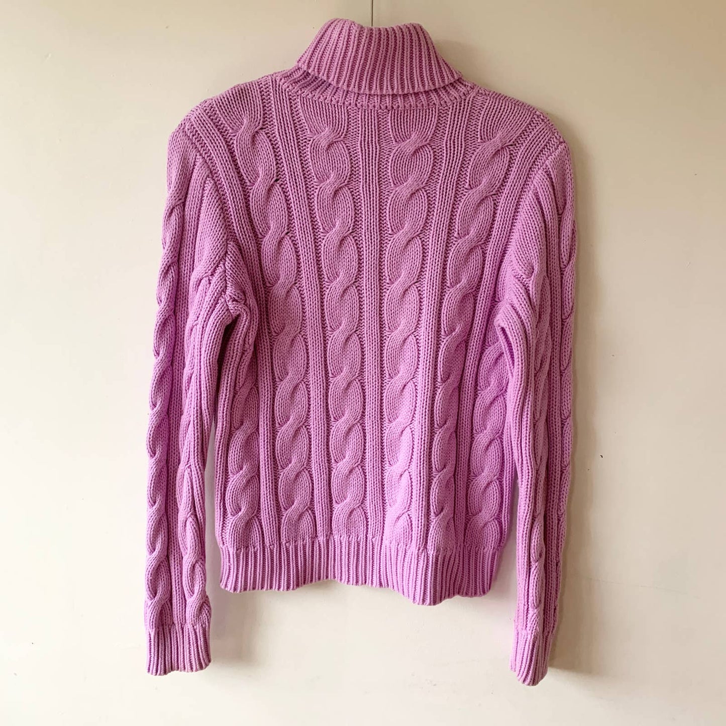 Ralph Lauren Cotton Purple Lilac Cable Knit Turtleneck Sweater Large