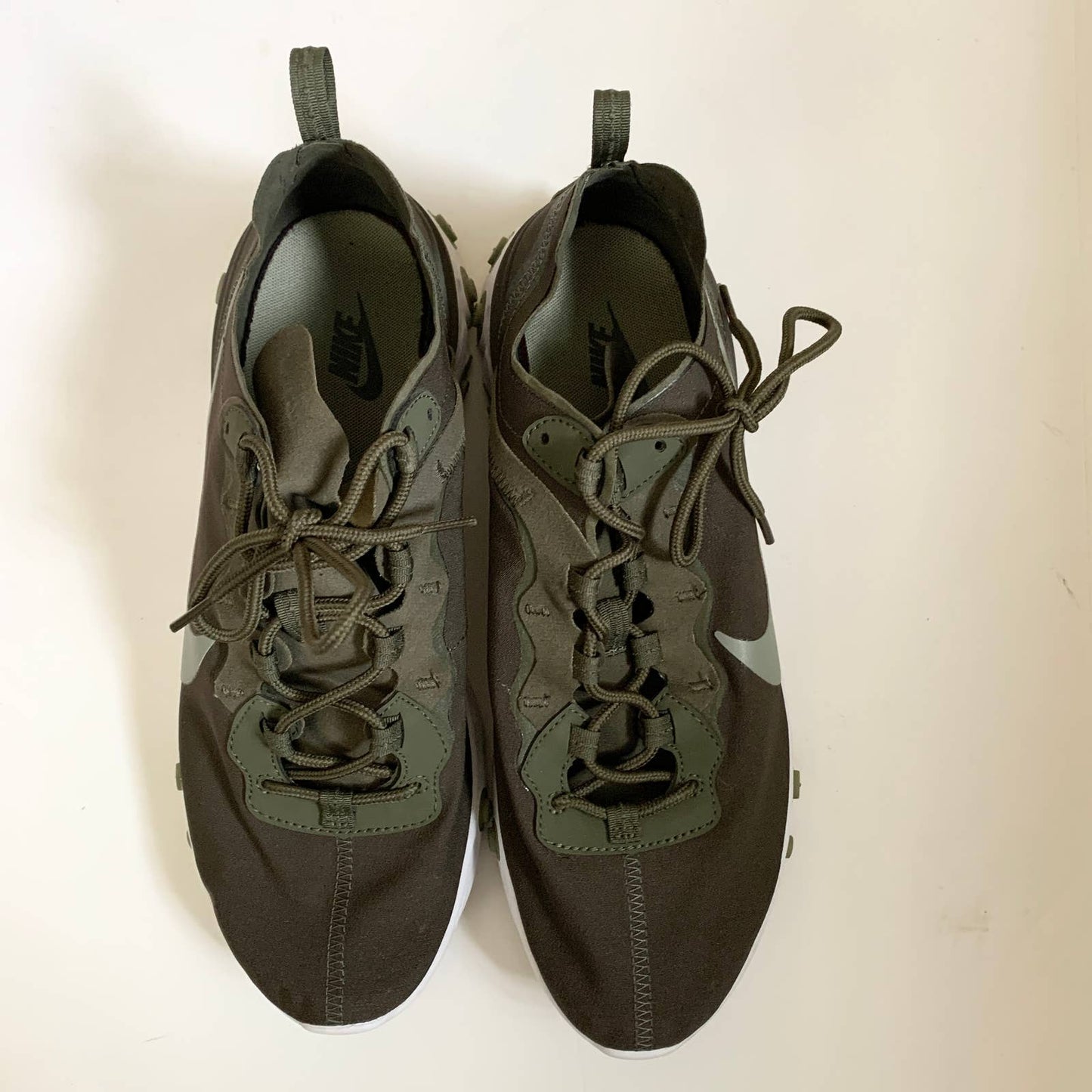 Nike React Element 55 Cargo Khaki Olive Army Green White Sneaker 12