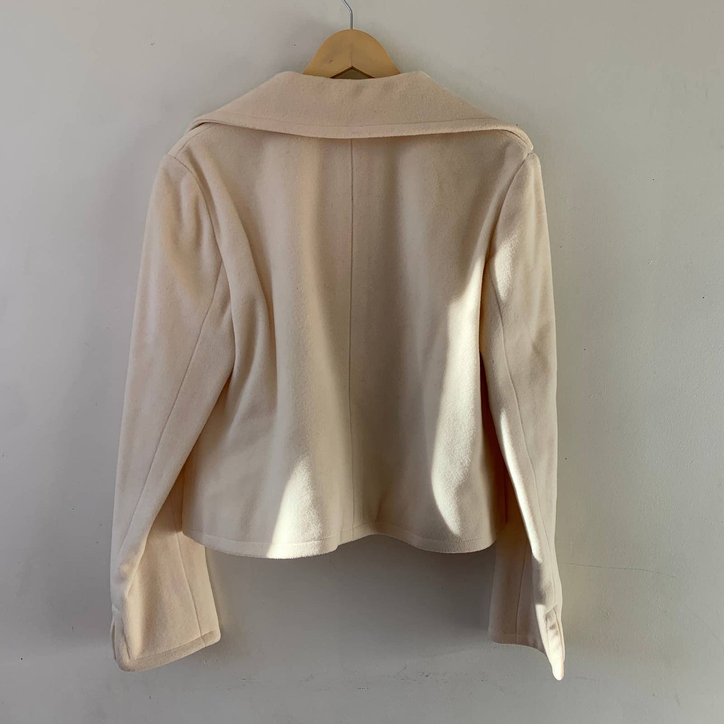 Ralph Lauren Women's Wool Single Button Cropped Cream Jacket Blazer Large