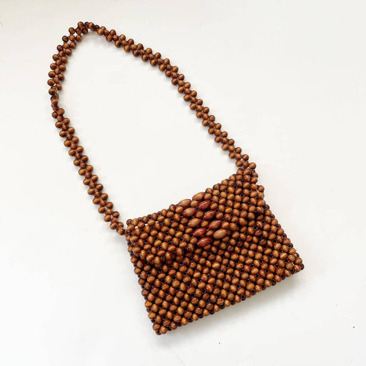 Vintage Mantessa Beaded Small Brown Purse