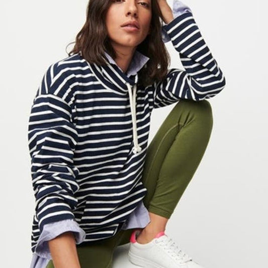 J.Crew Funnelneck Pullover Striped Mariner Shirt Sweater Navy White AJ639