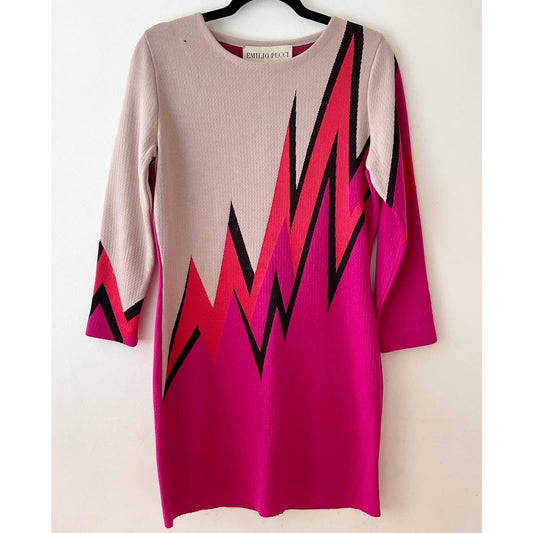 Vintage Emilio Pucci Wool Pink Lightening Printed Dress