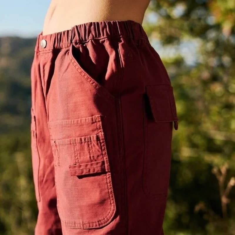 Free People Movement Voyage Cargo Utility Maroon Burgundy Pants Sz Medium