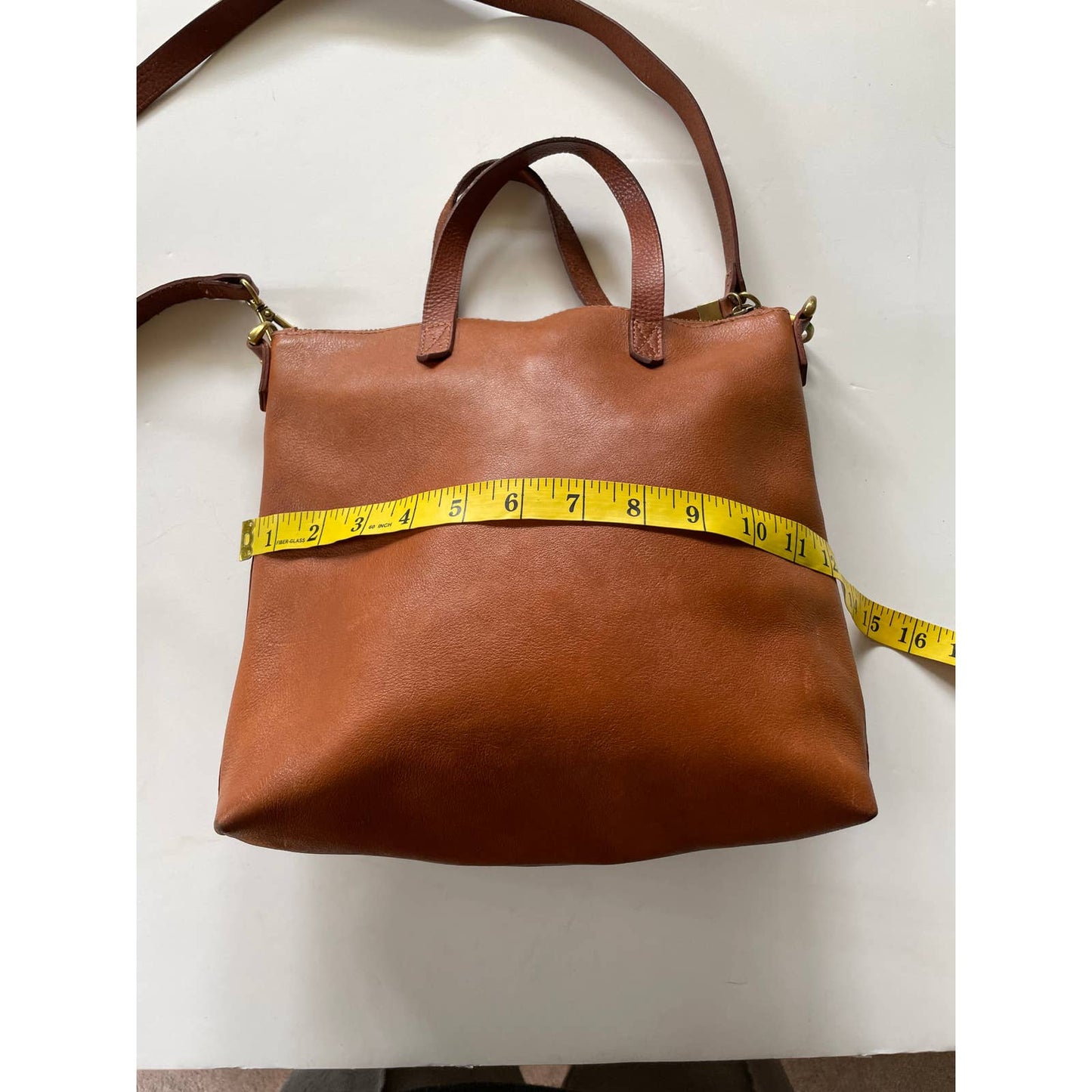 Madewell Zip Top Leather Transport Crossbody Brown Saddle Purse B2545