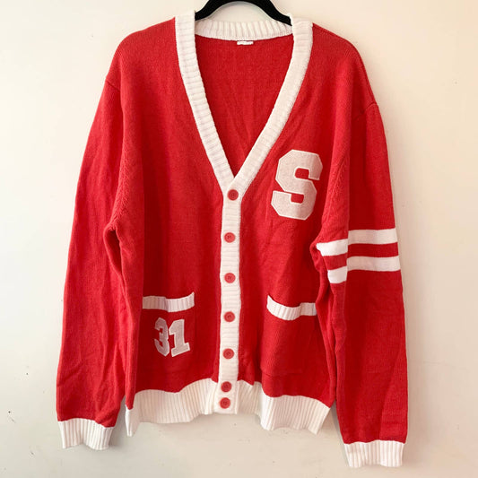 Vintage Red Varsity College Cardigan