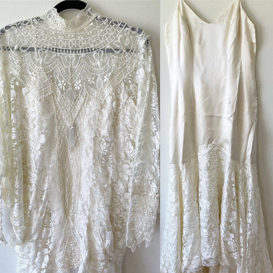 Vintage 2 Piece Shirt Boho Cottage Core Wedding Dress Set