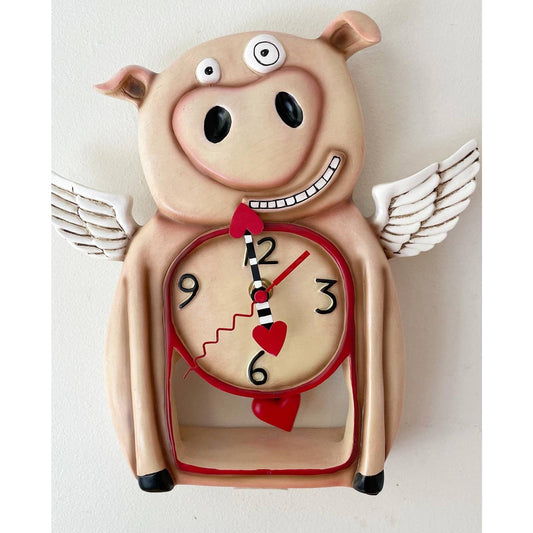 Allen Designs Little Flying Pig Piggy Pendulum Novelty Wall Clock