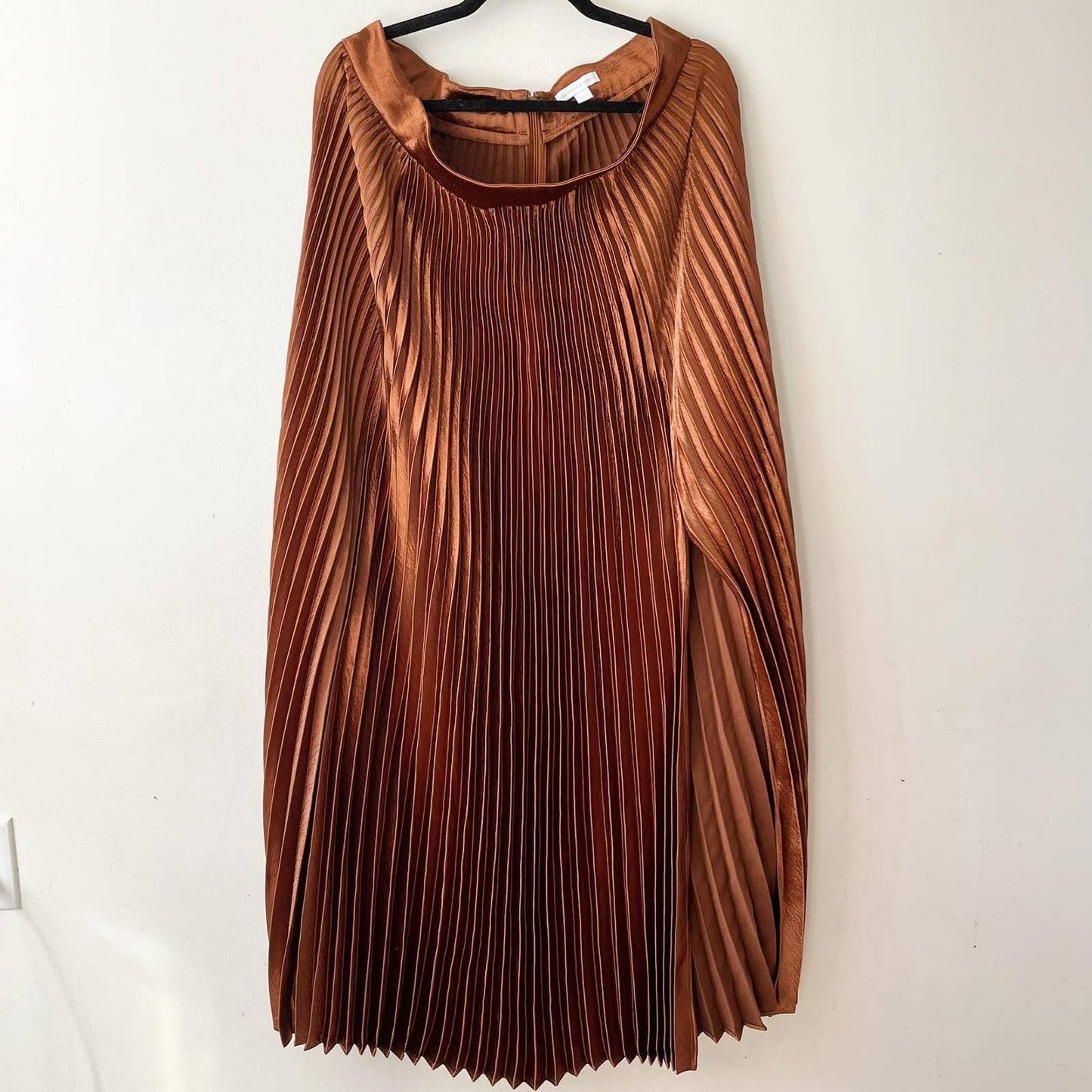 New York &  Company Metallic Brown Pleated Maxi Skirt