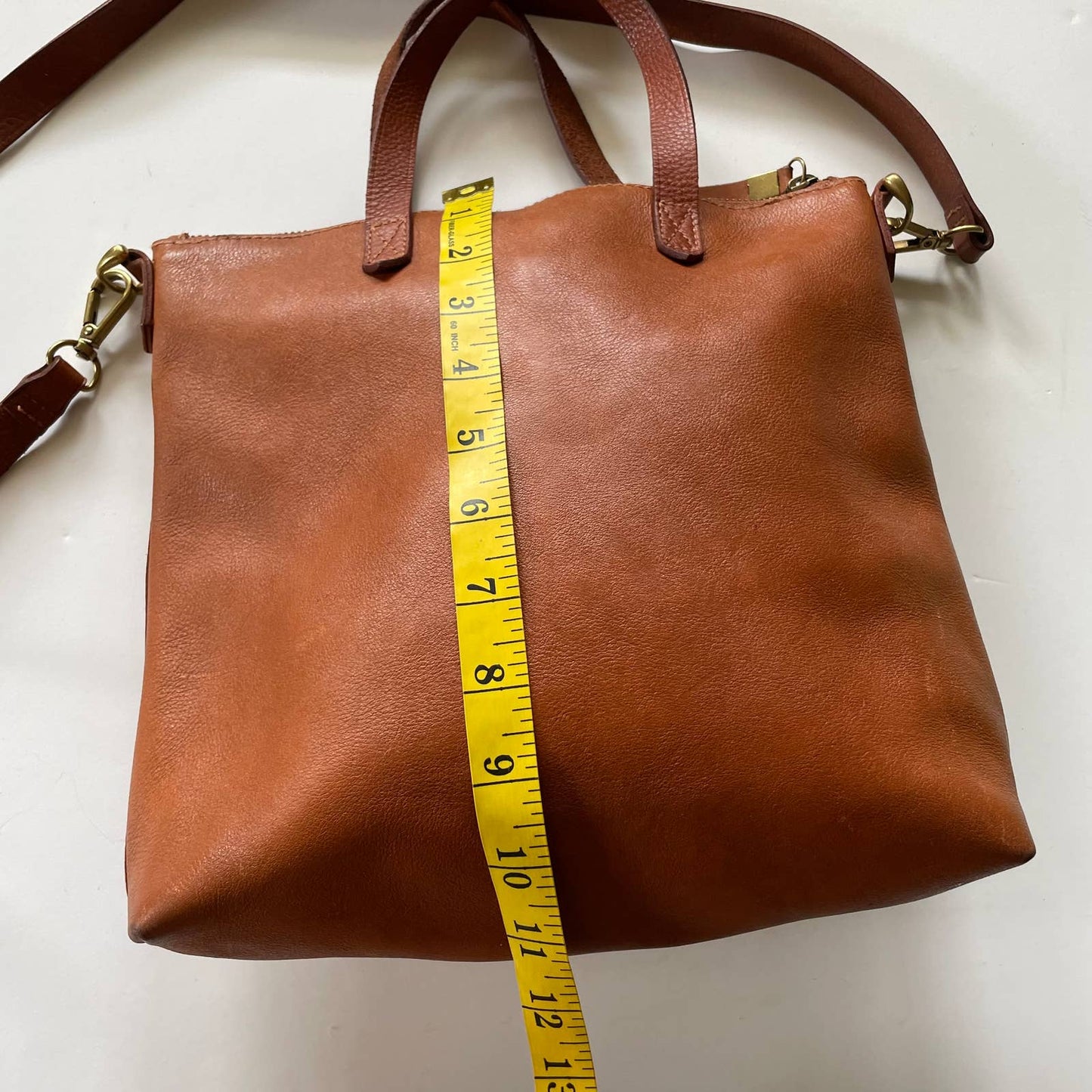 Madewell Zip Top Leather Transport Crossbody Brown Saddle Purse B2545