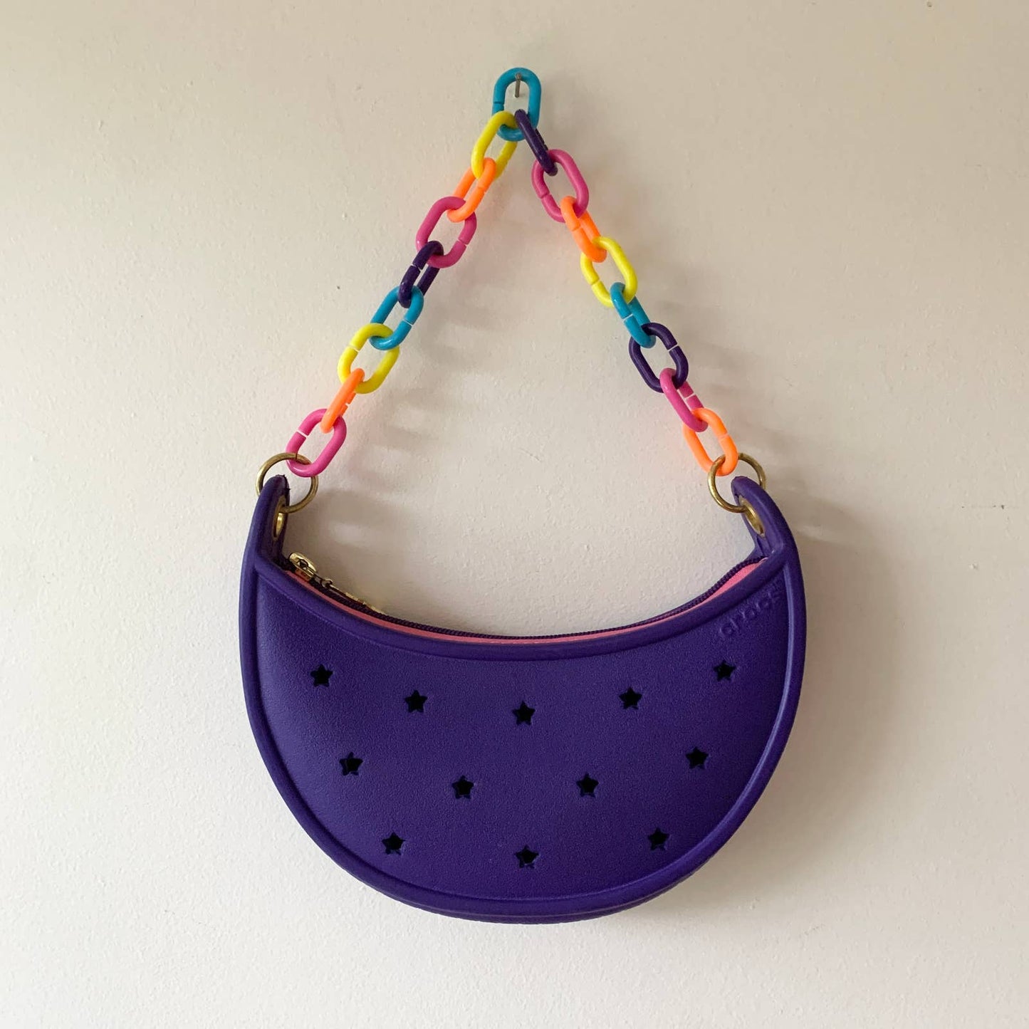 Crocs Purple Rainbow Crecent Moon Rubber Purse Bag