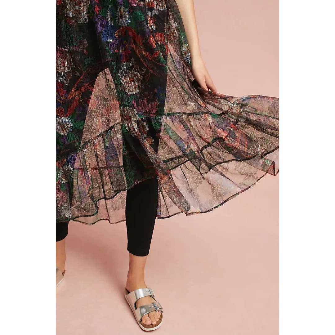 Maeve Anthropologie Meena Skirted Pants Floral Black Size Large