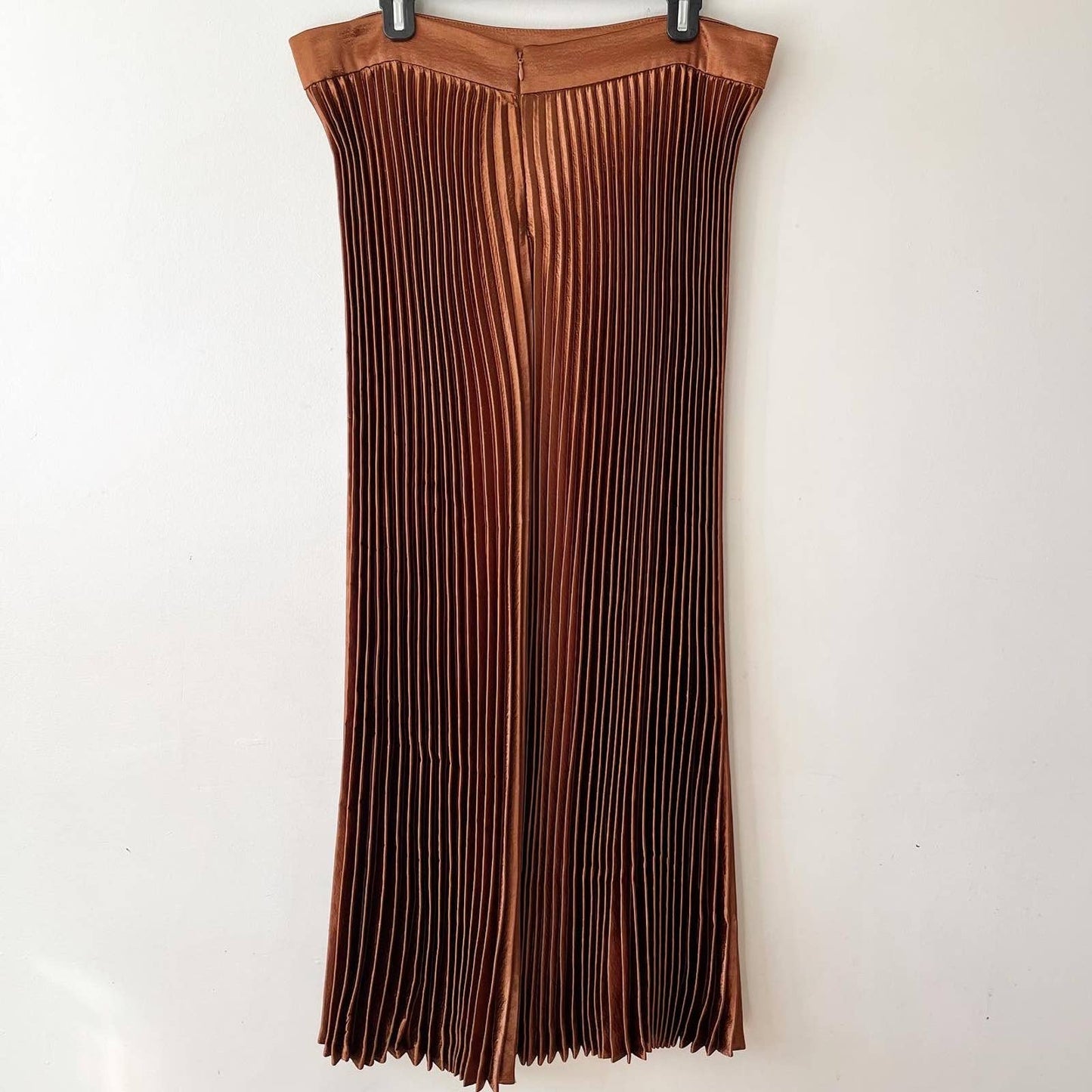 New York &  Company Metallic Brown Pleated Maxi Skirt