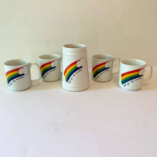 Vintage 1980s Look for the Rainbow Mug and Canister Utensil Cup Pride Set