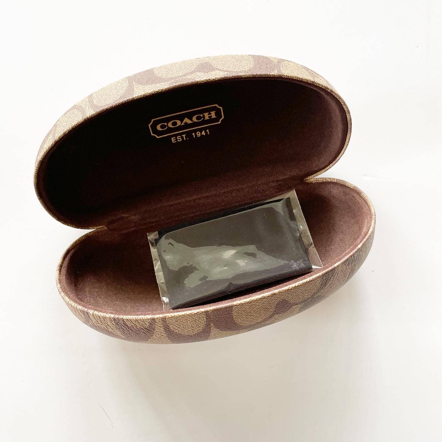 Coach Signature Logo Brown Glasses Case