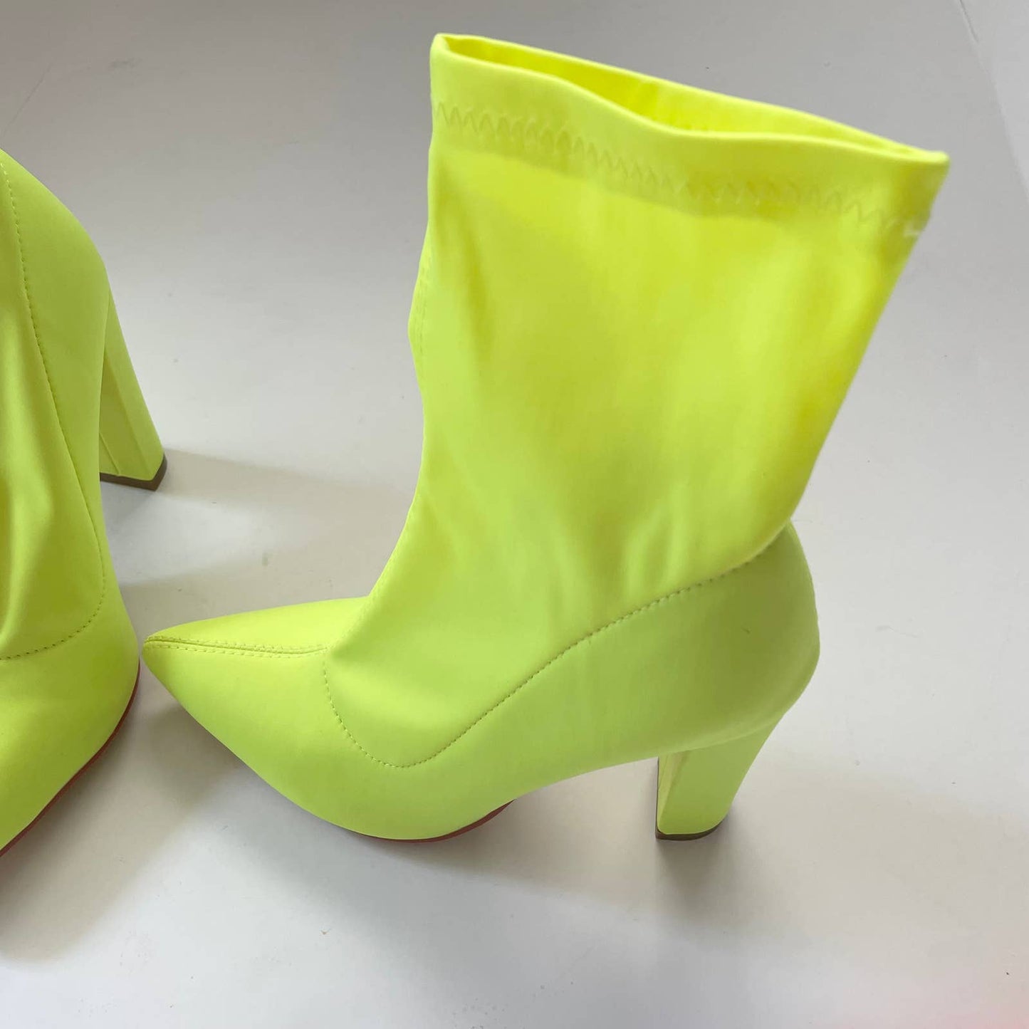 Neon Green Pointed Toe Stretchy Ankle Calf Bootie