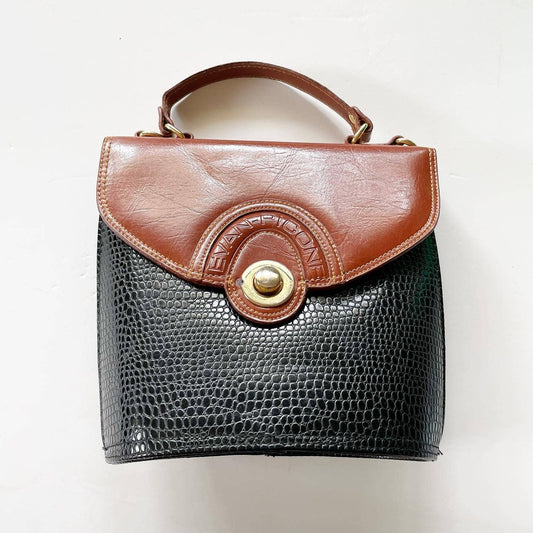 Vintage Evan Picone Black Reptile Faux Leather Purse