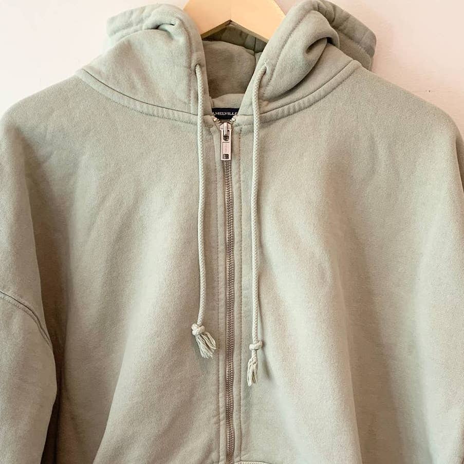 Brandy Melville Christy Sage Green Basic Zip Up Hoodie