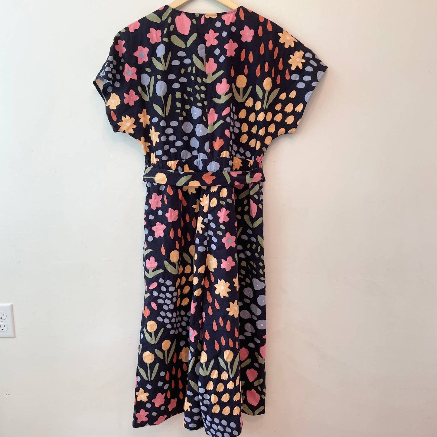 Modcloth Painting Pretty Petals Princess Highway Floral Navy Blue Jumpsuit 14